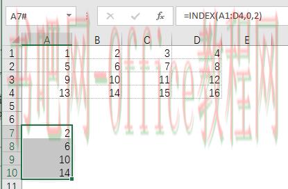 Excel中INDEX函数整行