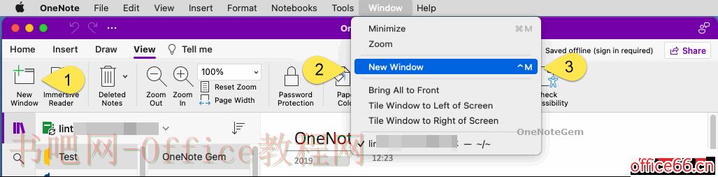 如何在 Mac 上打开多个 OneNote 窗口？