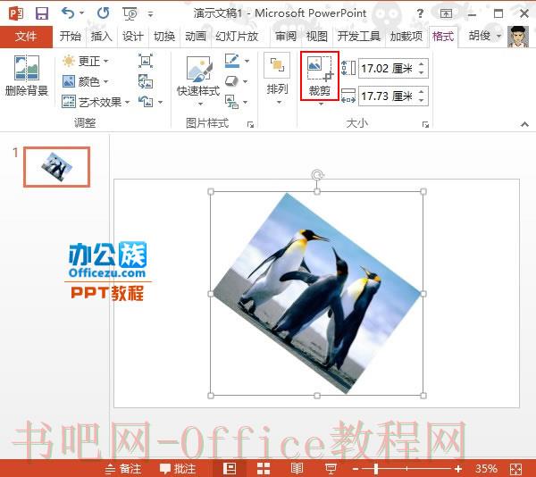 PowerPoint2013图片处理：斜向裁剪